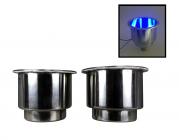 2 PCS SS 304 LED BLUE CUP DRINK HOLDER 1/4" DRAIN TUBE